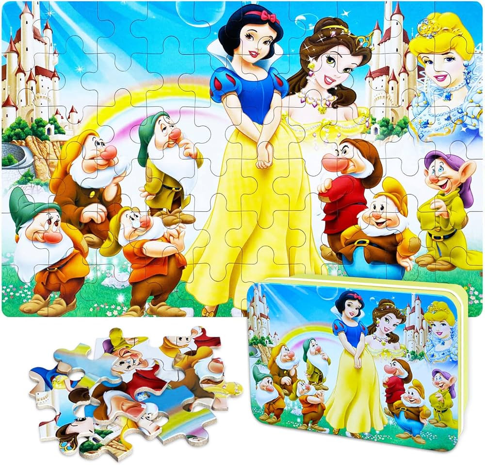 NEILDEN Princess Puzzles in a Metal Box 60 Piece for Ages 4-8 Jigsaw Puzzle for Girls and Boys Gr... | Amazon (US)