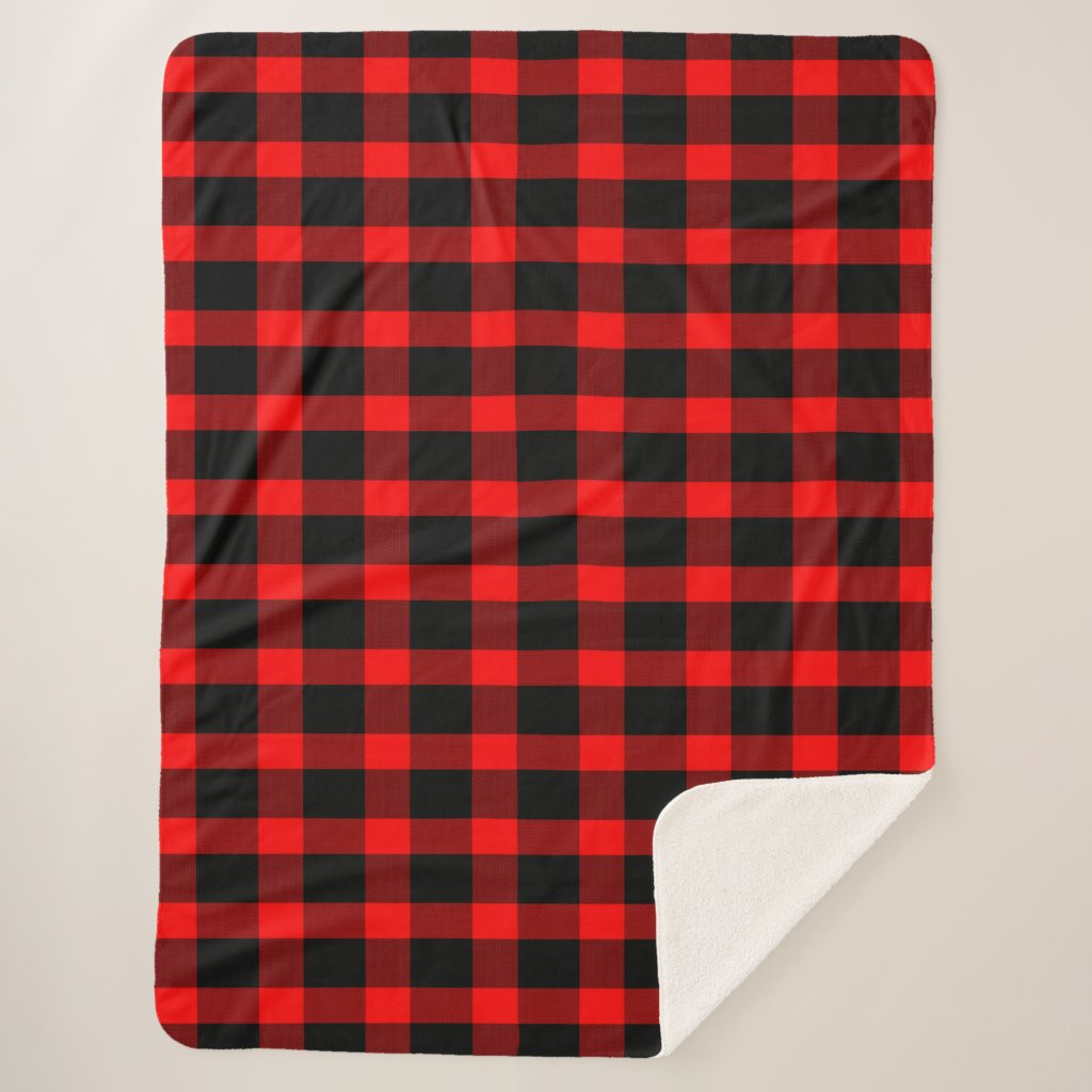 Twill Red Plaid Sherpa Blanket | Zazzle
