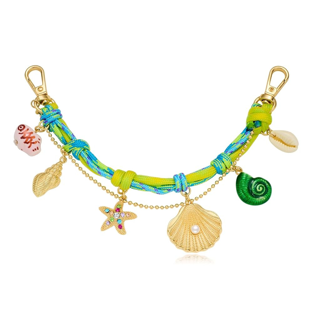 Gold Keychains for Women Cute Shell Starfish Conch Bag Charms Keyrings Summer Beach Ocean Keychai... | Amazon (US)