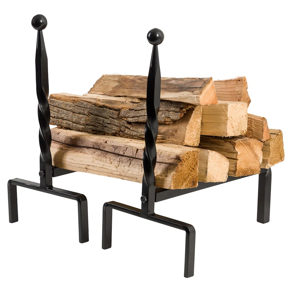 Bowmore Andirons in Black - Set of 2 Andirons - Steel Construction, Durable and Fire Resistant | Wayfair North America