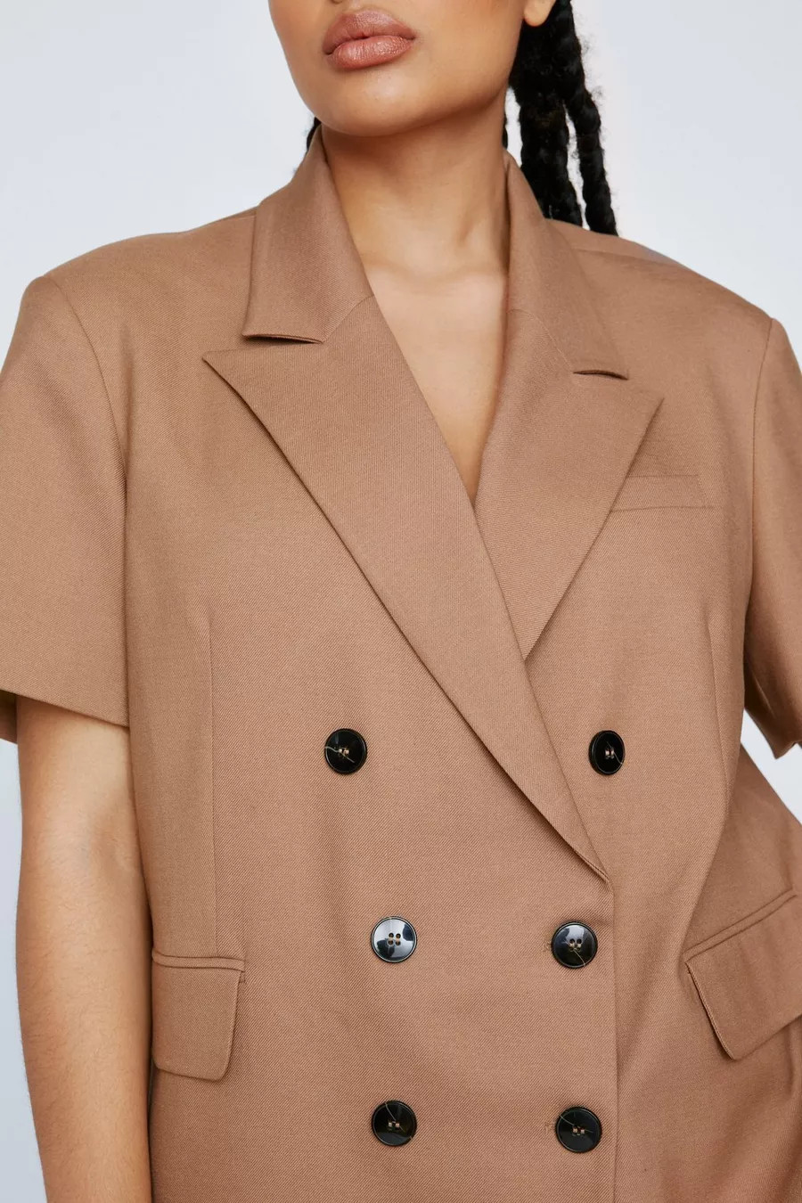 Plus Premium Twill Short Sleeve Oversized Blazer | Nasty Gal (US)