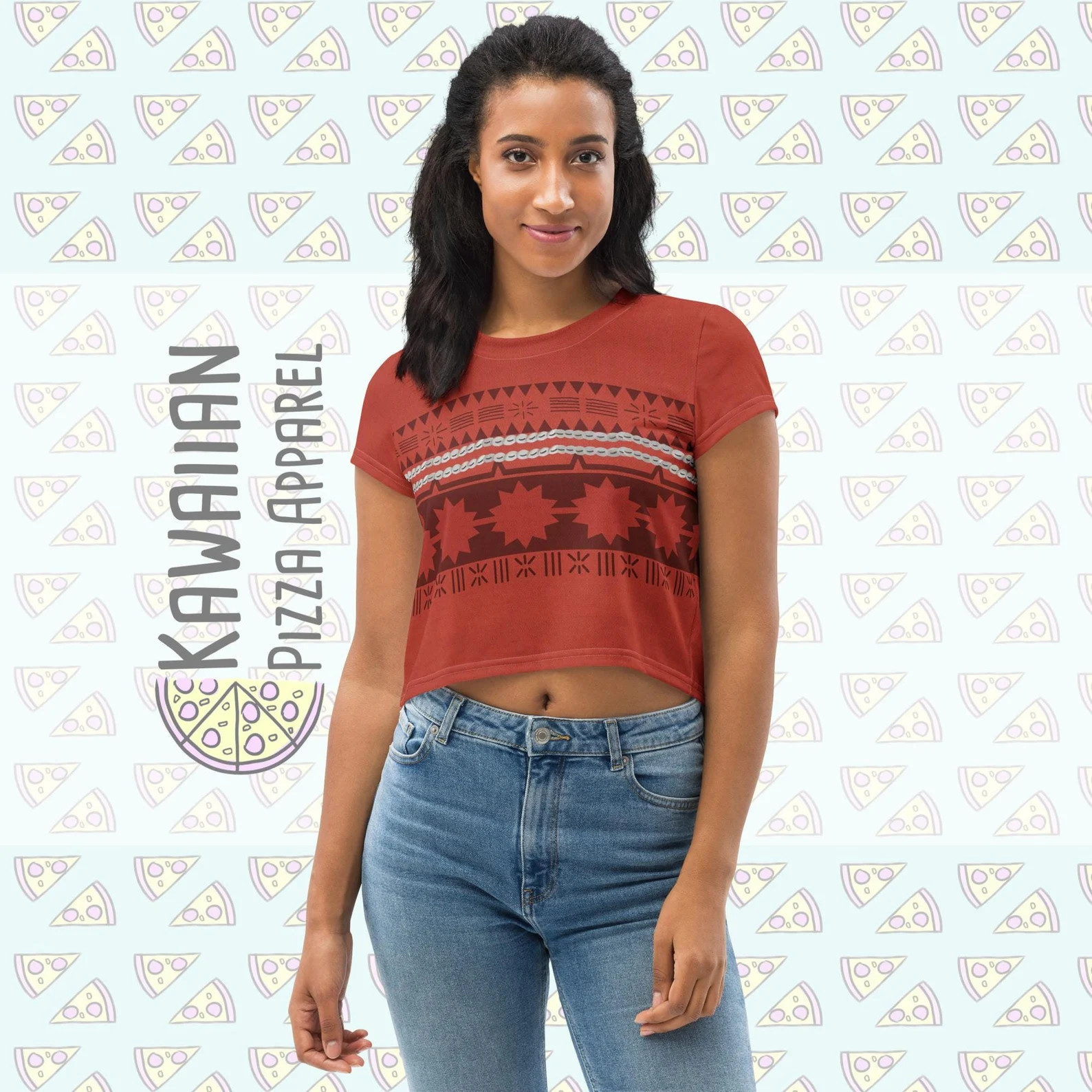 Women's Moana Inspired All-Over Print Crop Tee | Etsy (US)