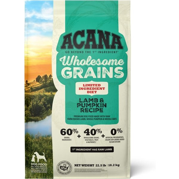 ACANA Singles + Wholesome Grains Limited Ingredient Diet Lamb & Pumpkin Recipe Dry Dog Food, 22.5... | Chewy.com