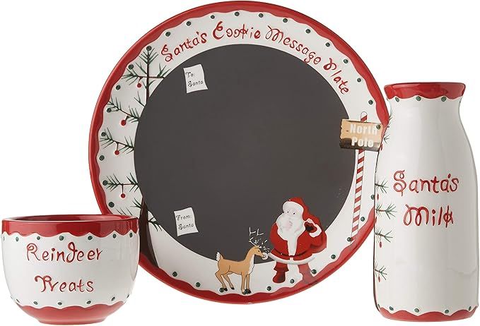 Child to Cherish Santa's Message Plate Set, Santa Cookie Plate, Santa Milk jar, and Reindeer Trea... | Amazon (US)