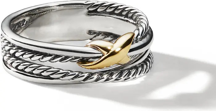 X Crossover Band Ring in Sterling Silver with 18K Yellow Gold, 6mm | Nordstrom