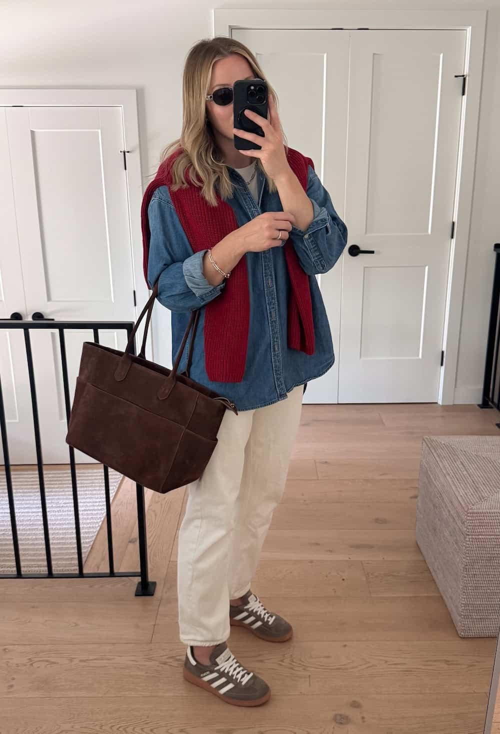 30 days of fall outfit ideas 💡 simple fall style, denim shirt outfit, fall look, suede bag, suede sambas, fall outfits 

#LTKSeasonal #LTKItBag #LTKFindsUnder100