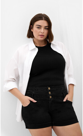 SHORT SHORT HI WAIST - Black - 16 / S | City Chic Online