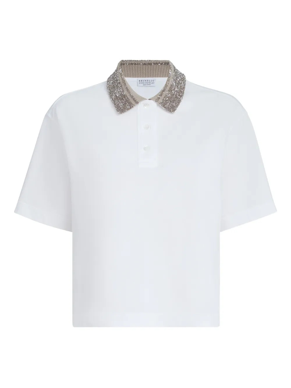Brunello Cucinelli Dazzling knit-collar Polo Shirt | White | FARFETCH UK | Farfetch Global