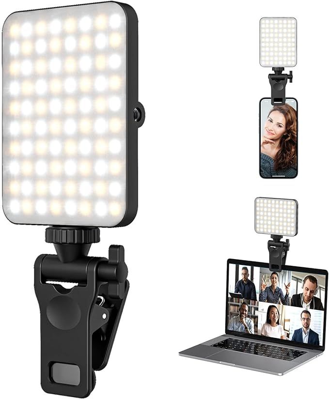 Rechargeable Selfie Light & Phone Light Clip for iPhone - Phone LED Light with Adjustable Brightn... | Amazon (US)