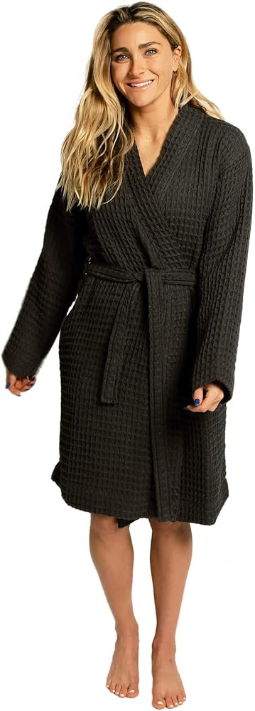 Women's Waffle Robe Lightweight Organic Cotton Sustainable Unisex Bathrobe | Amazon (US)