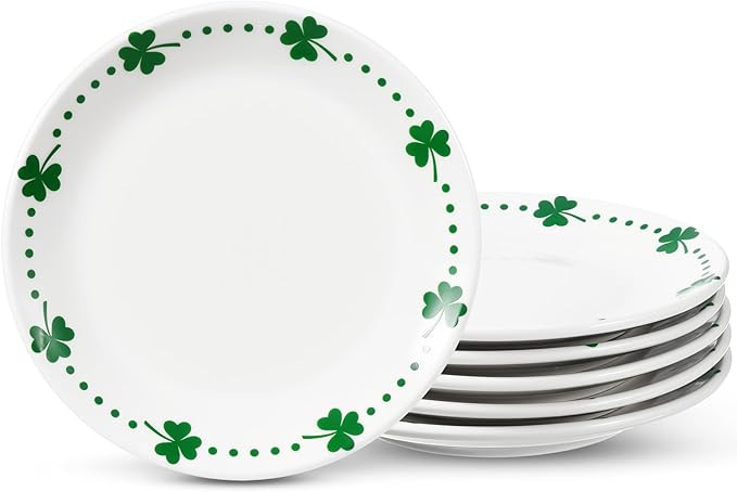 Hushee 6 Pcs St. Patrick's Day Ceramic Shamrock Plates 6 Inch Irish Dessert Platter Serving Plate... | Amazon (US)