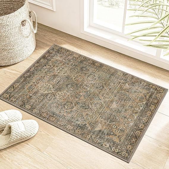 Area Rug, Lightweight Washable Rugs for Entryway Bathroom Kitchen, Ultra-Thin Sound Absorbing Low... | Amazon (US)