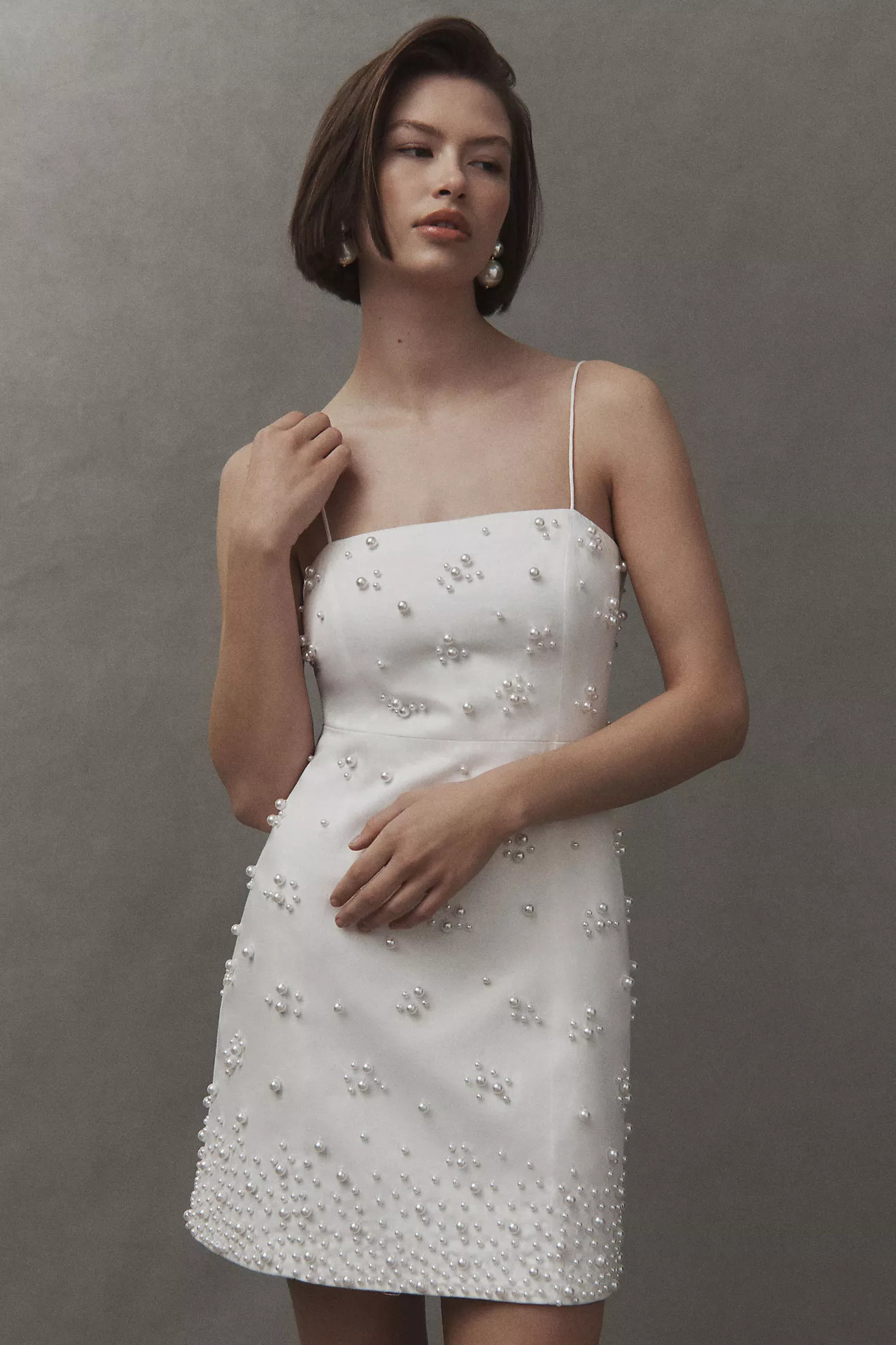 BHLDN Straight-Neck Pearl Mini Dress | Anthropologie (US)