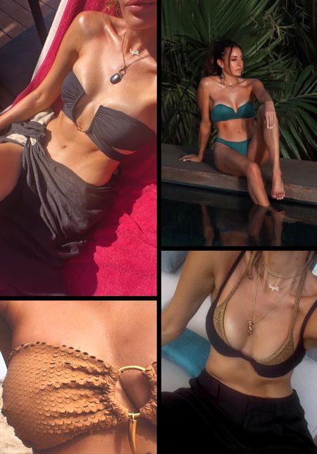 Vacay bikini edit: love texture for lighter color swimsuits for more modesty and obsessed with metal on swimwear. So chic! wearing size small bottoms and tops in all.

#LTKMostLoved #LTKstyletip #LTKswim