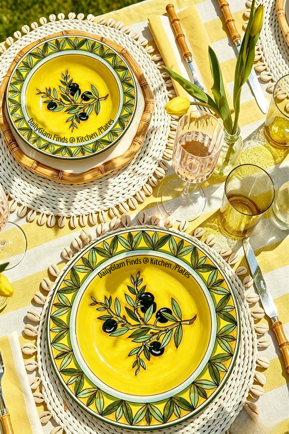 Bright Yellow Olive Branch Plates | Mediterranean Outdoor Table Setting

#MediterraneanTablescape #OliveBranchDecor #YellowDinnerware #OutdoorTablescape #SummerTableIdeas #HandPaintedCeramics #TableStyling #GardenDining #BeachTable #DinnerwareInspo 

 #LTKHome