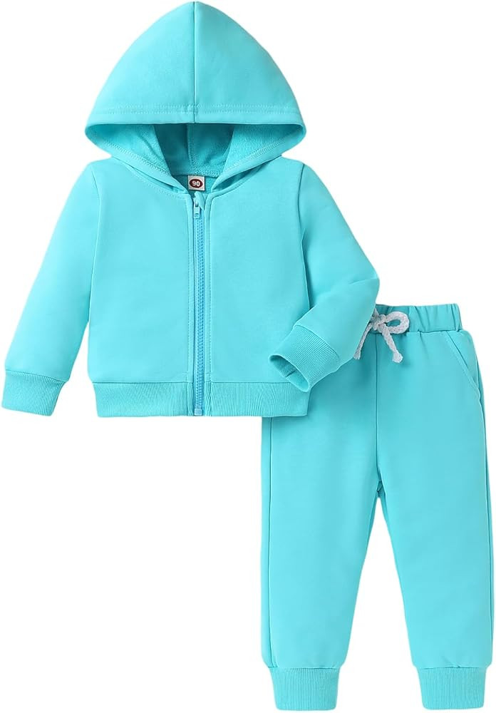 Happy Town Baby Clothes for Girls Boy Solid Color Zipper Hoodie and Sweatpants Outfits Fall Winte... | Amazon (US)