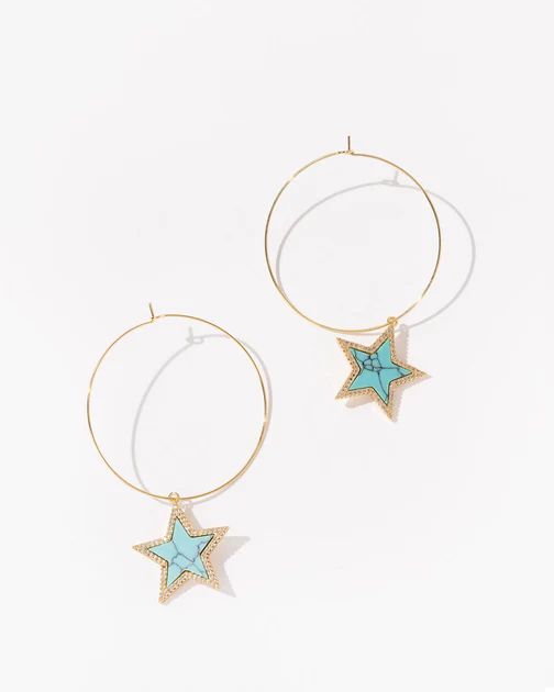 Brinley Star Charm Hoops - Gold/Turquoise | VICI Collection