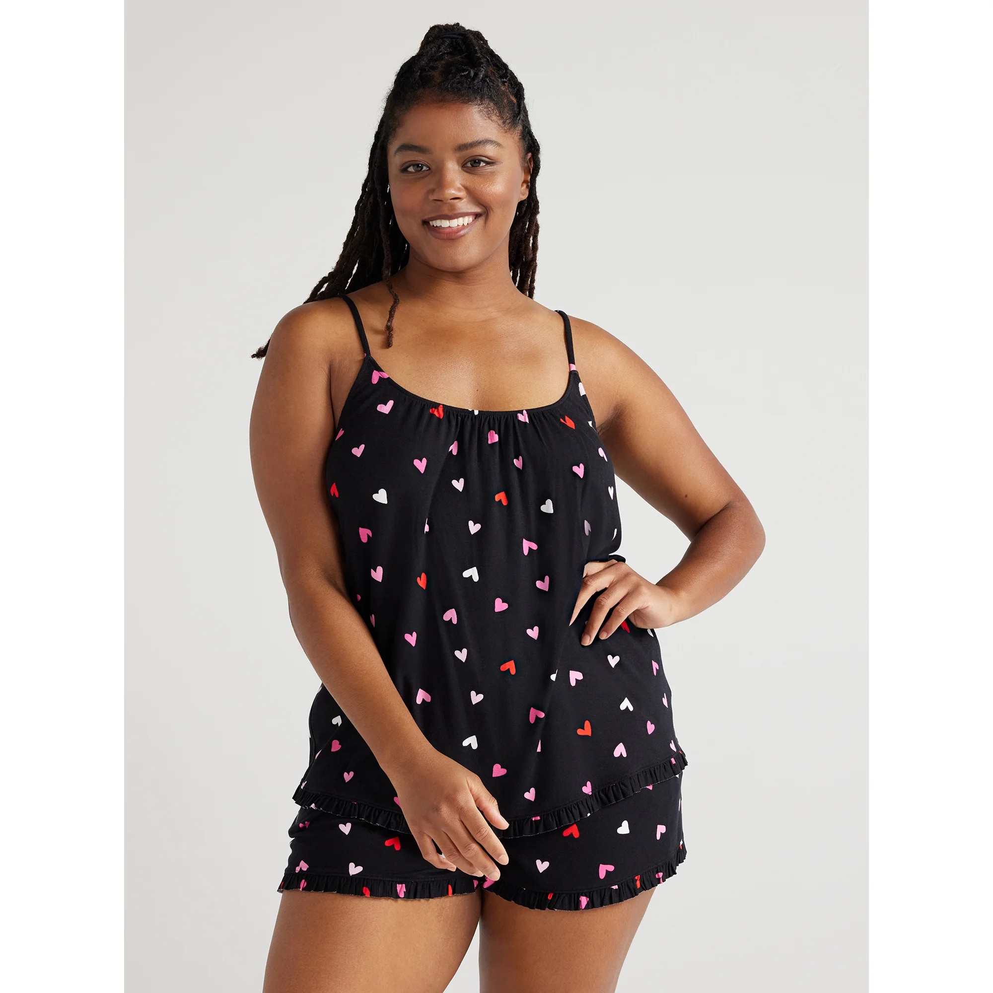 Joyspun Women’s Knit Camisole and Shorts Pajama Set with Pockets, 2-Piece, Sizes S to 3X | Walmart (US)