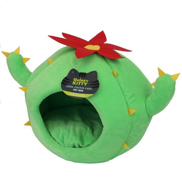 Quirky Kitty Cool Catus Cave Cat Bed - Green | Target