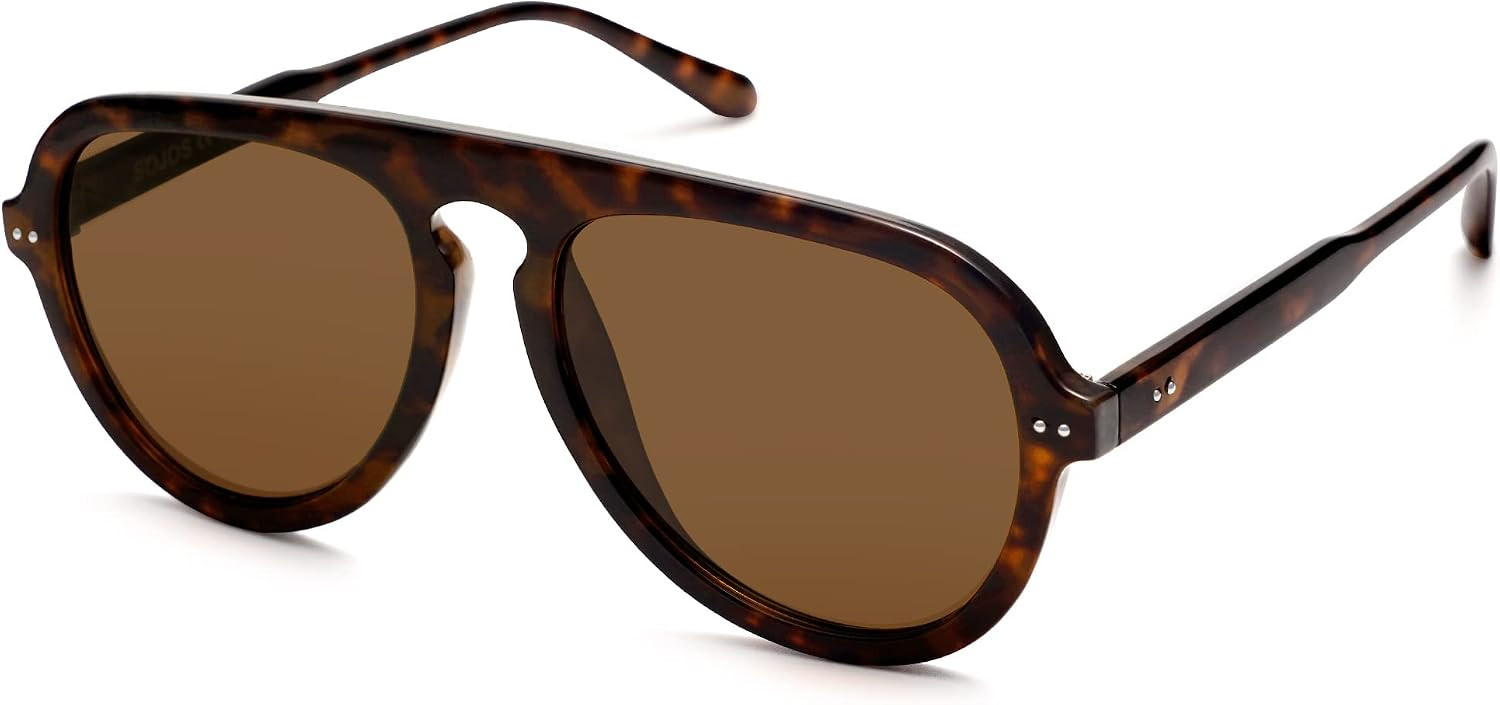 SOJOS Retro Aviator Sunglasses for Womens Mens Vintage Styles SJ2255,Medium | Amazon (US)