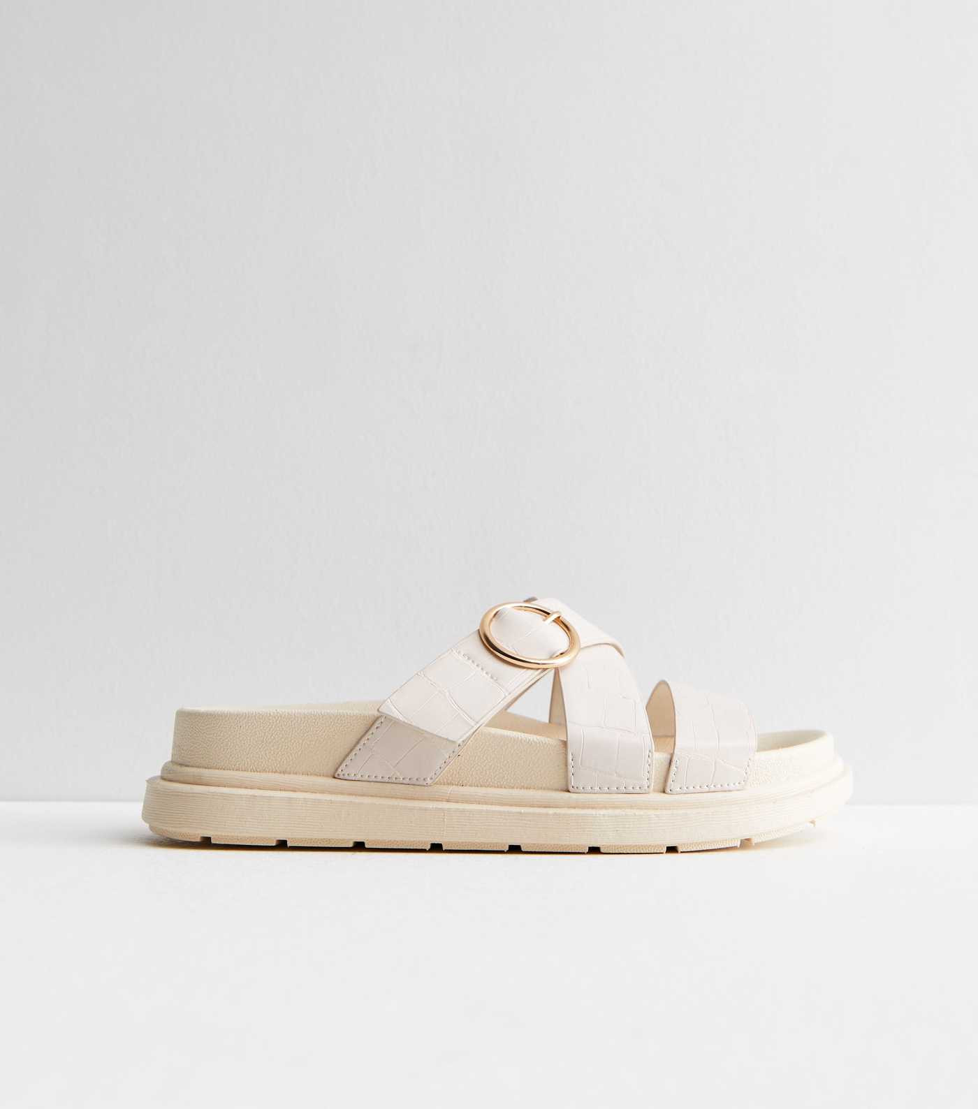 Off White Faux Croc Buckle Chunky Sliders
						
						Add to Saved Items
						Remove from Saved... | New Look (UK)