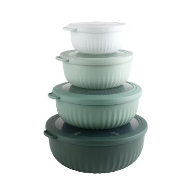 COOK WITH COLOR WIDE MIXING BOWLS WITH LIDS 8 PIECE SAGE | Target
