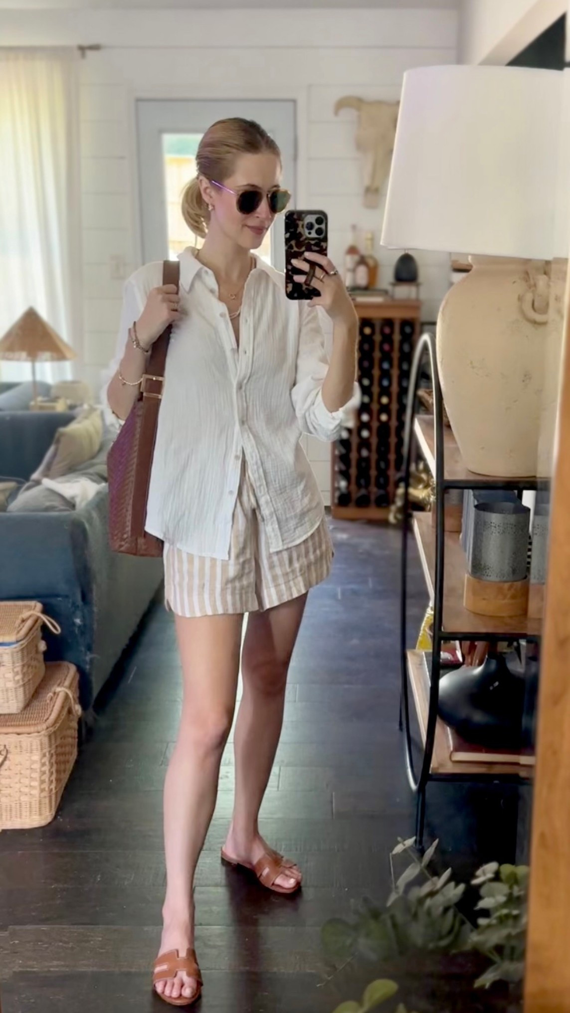 Hair wash day. 96 degree outside. Linens and gauze and loose fits 

Linen shorts | sandals | summer outfits 

#LTKSeasonal #LTKStyleTip #LTKFindsUnder50