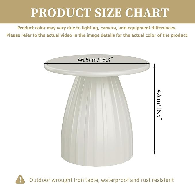 Round Small Patio Side Table, Patio Furniture Accent End Table, Metal Steel Outdoor Side Table, f... | Amazon (US)