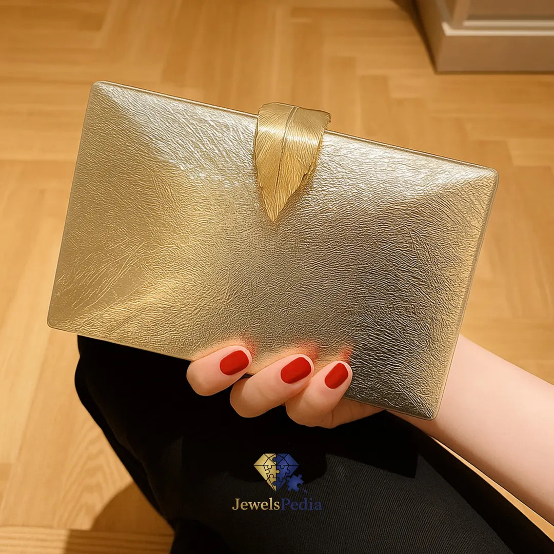 Elegant clutch bag with gold leaf clasp, evening purse for women in gold silver or white, wedding... | Etsy (US)