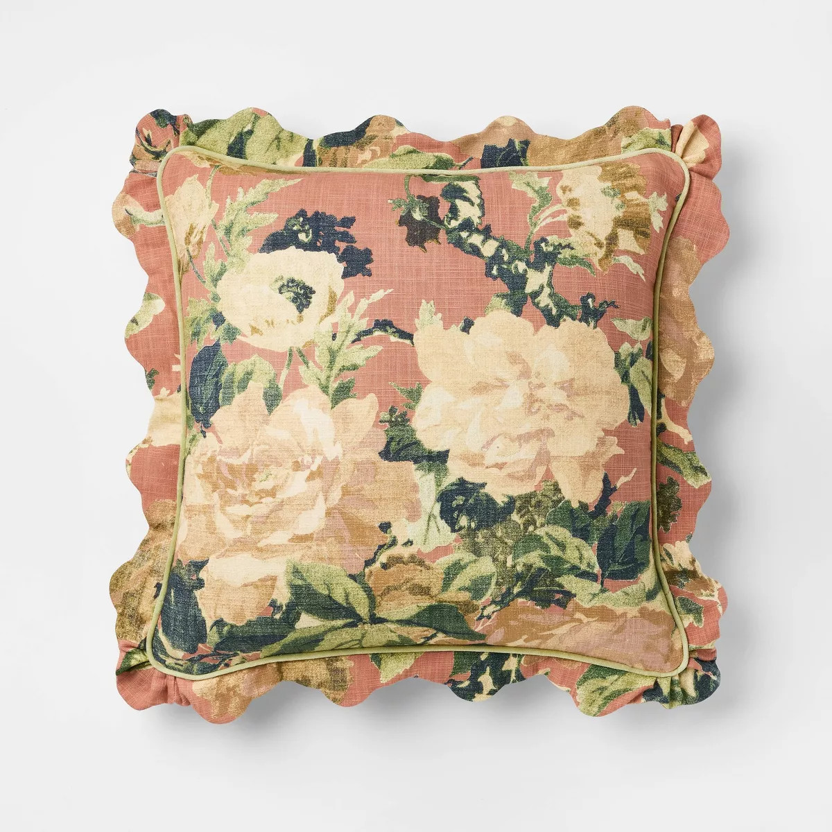 Square Floral Bloom with Scallop Flange Rose Throw Pillow - Threshold™ designed with Studio McG... | Target