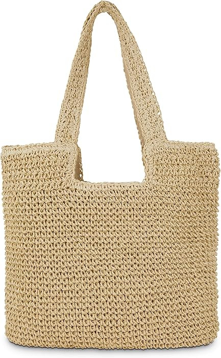 Straw Beach Tote Bag: Large Summer Boho Woven Bags - Rattan Handmade Shoulder Handbags for Women | Amazon (US)