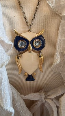 Vintage MCM  Articulated Owl Statement Pendant Necklace | eBay US