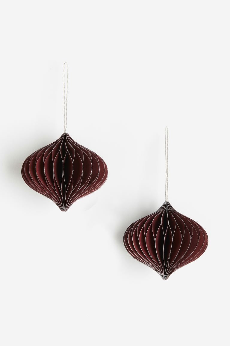 2-pack Christmas Ornaments - Burgundy - Home All | H&M US | H&M (US + CA)