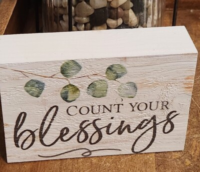 Count Your Blessings Home Decor Block Sign Inspirational Quotes 5"x3½"x2" EUC | eBay US