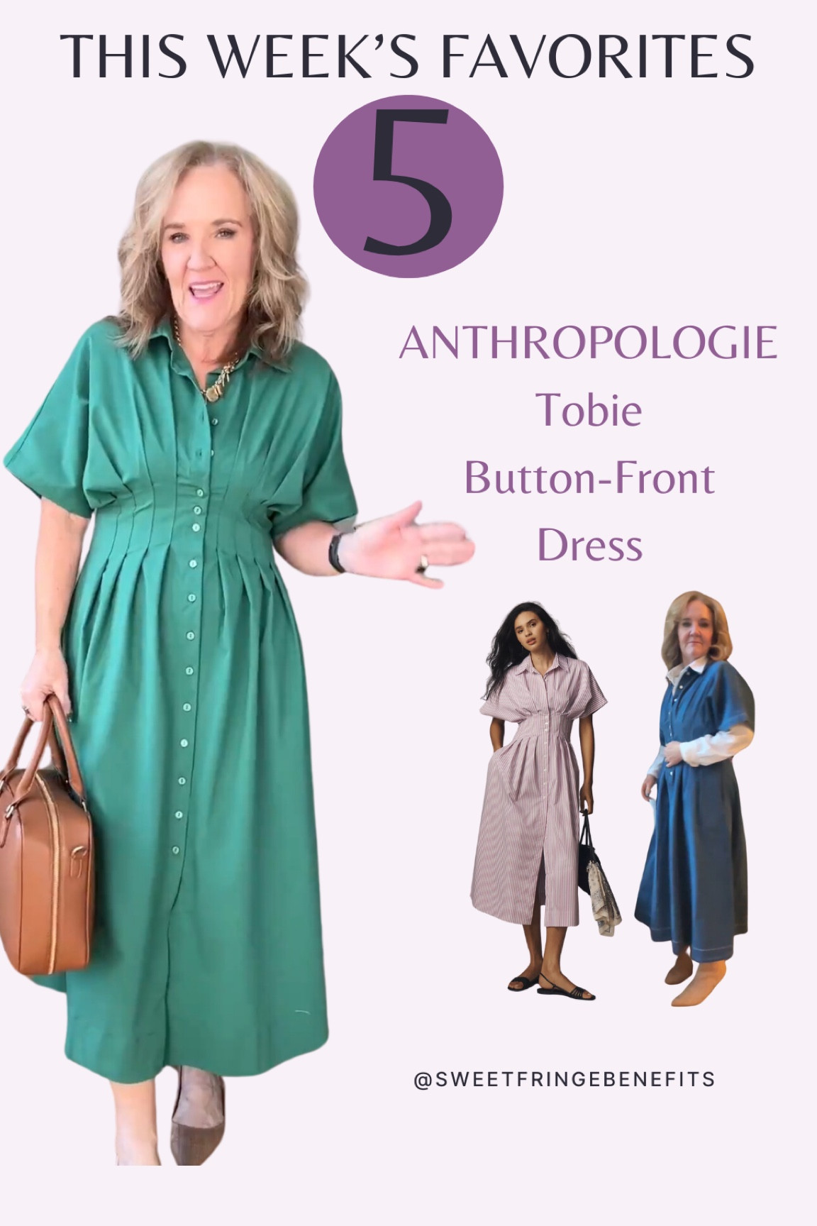 Anthropologie top rated dresses. And the Tobie is a favorite. I’m wearing a size medium petite 

My bag is so cool. Comes with 2 straps and a bag charm. 

Vacation dress resort wear Anthropologie dress green dress 

#LTKWatchNow #LTKTravel #LTKOver40