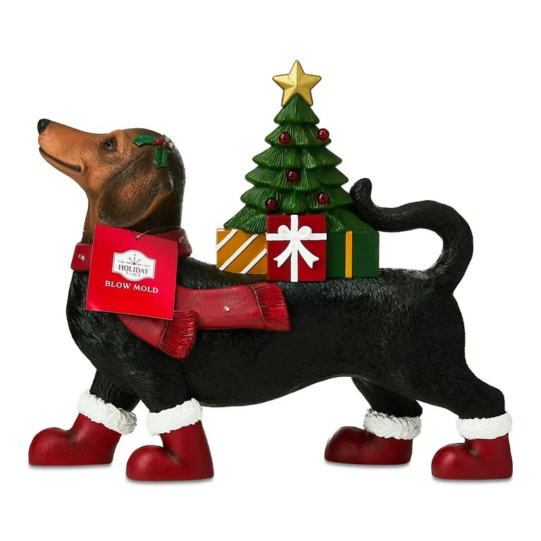Lighted Blow Mold Dachshund Outdoor Christmas Decoration, Black, 19", by Holiday Time | Walmart (US)