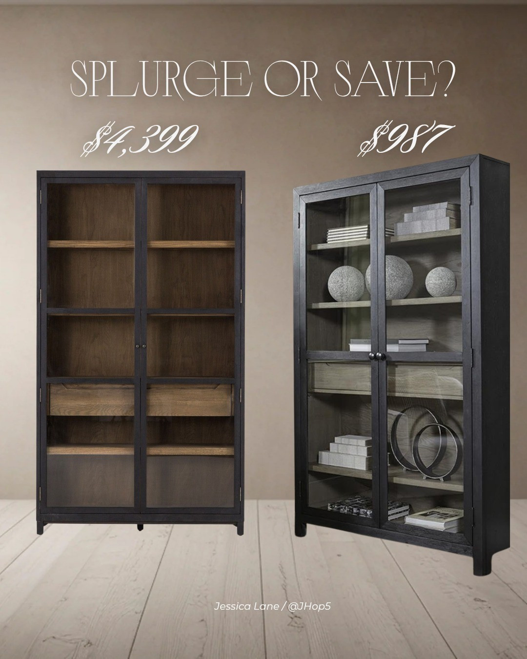 Splurge or save? 👀 $4,399 vs. $987 for this gorgeous black display cabinet look. Which would you choose?#SplurgeOrSave #LTKHome

#LTKHome