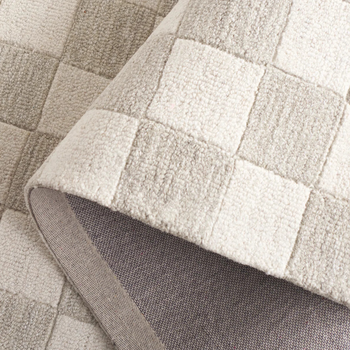 Msr4760 Martha Stewart Hand Tufted Wool/Cotton Checkered Rug in Beige/Ivory | Wayfair North America