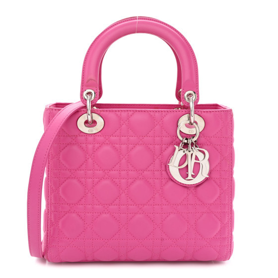 Lambskin Cannage Medium Lady Dior Pink | FASHIONPHILE (US)