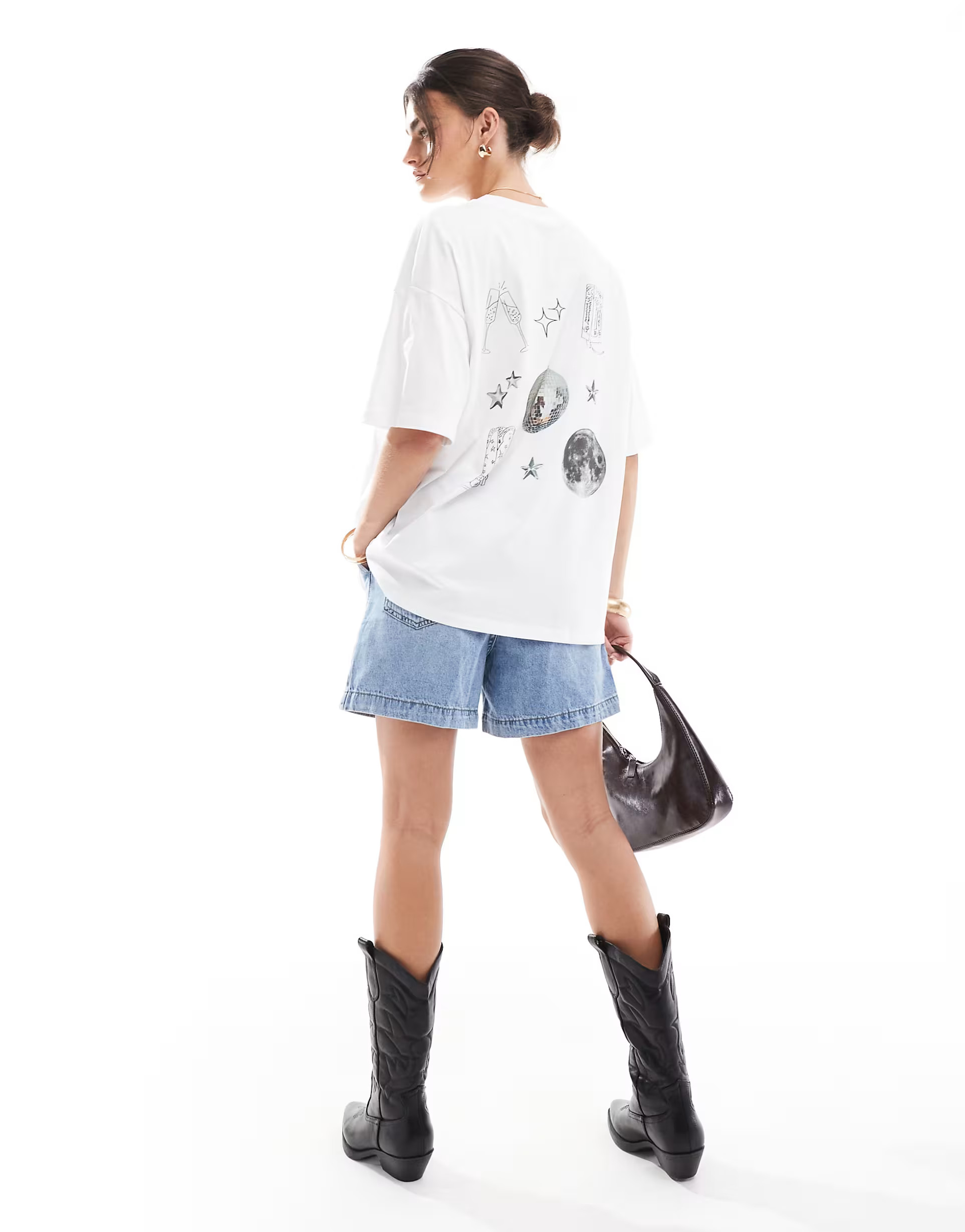 ASOS DESIGN oversized t-shirt with disco graphics in ivory | ASOS (Global)