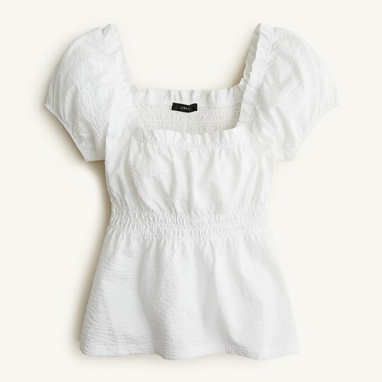 Seersucker smocked top | J. Crew US