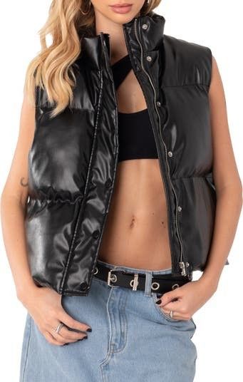 EDIKTED Kade Faux Leather Puffer Vest | Nordstrom | Nordstrom