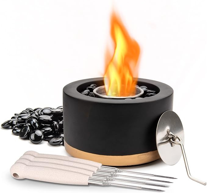 Amazon.com : TKS Tabletop Fire Pit Indoor and Outdoor Use Fireplace with Glass Stone Mini Persona... | Amazon (US)