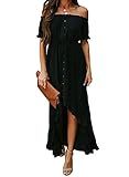 Happy Sailed Womens Maxi Dress Off Shoulder Flowy Front Slit High Low Summer Beach Swing Dress X-Lar | Amazon (US)