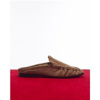River Island Womens Beige Faux Suede Backless Ruched Loafers | River Island UK & IE