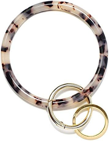 Mymazn Key Ring Bracelet Wristlet Keychain Bangle Keyring for Women, Acetate Round Key Chain | Amazon (US)