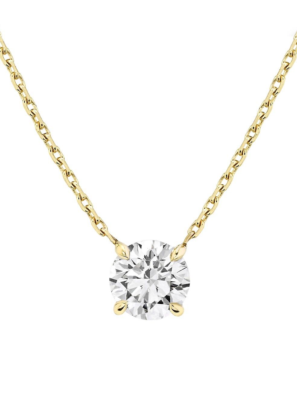 VRAI 14K Yellow Gold &amp; Round Lab-Grown Diamond Pendant Necklace | Saks Fifth Avenue