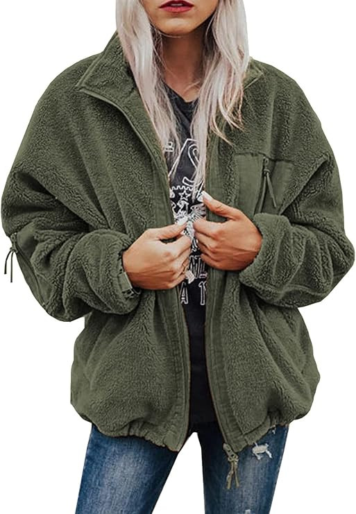 Acelitt Womens Winter Warm Zip up Fleece Short Teddy Jackets Coats Outerwear with Pockets, S-XXL | Amazon (US)