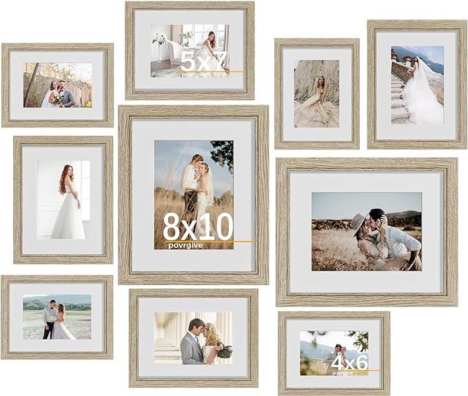 10 Pack Picture Frames Collage Wall Decor - Gallery Wall Frame Set with Mat for Wall Mounting or ... | Amazon (US)