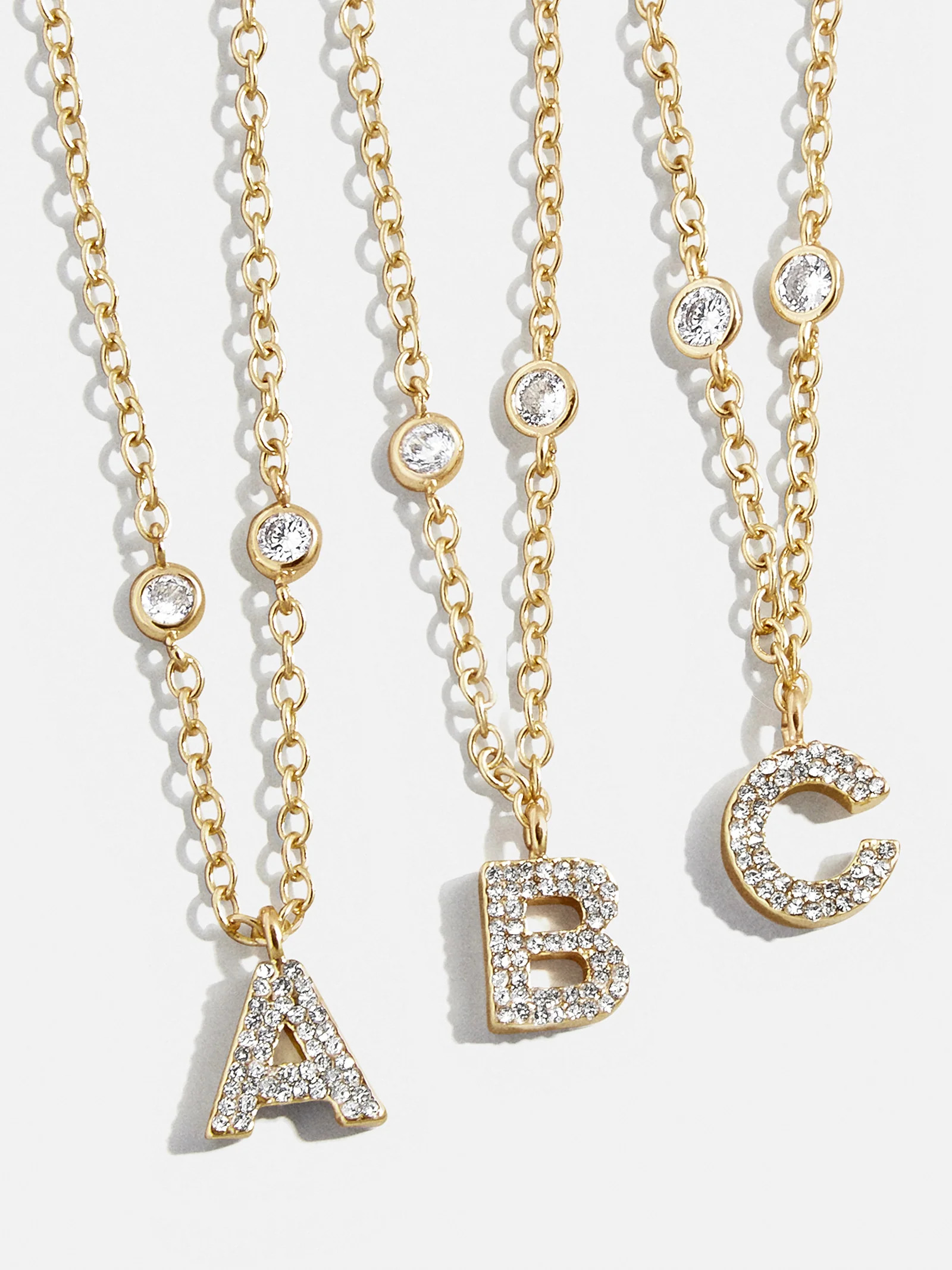 Pavé Initial Yasmine Necklace - Clear/Gold | BaubleBar (US)